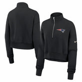 New England Patriots Women's Legacy Phoenix Fleece Cropped Half-Zip Sweatshirt - Black - Nike