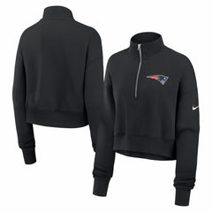 New England Patriots Women's Legacy Phoenix Fleece Cropped Half-Zip Sweatshirt - Black - Nike