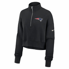 New England Patriots Women's Legacy Phoenix Fleece Cropped Half-Zip Sweatshirt - Black - Nike