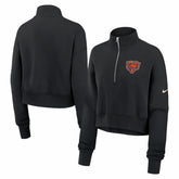 Chicago Bears Women's Legacy Phoenix Fleece Cropped Half-Zip Sweatshirt - Black - Nike