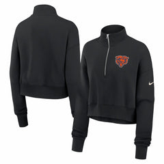 Chicago Bears Women's Legacy Phoenix Fleece Cropped Half-Zip Sweatshirt - Black - Nike