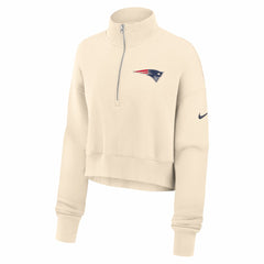 New England Patriots Women's Legacy Phoenix Fleece Cropped Half-Zip Sweatshirt - Cream - Nike