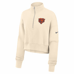 Chicago Bears Women's Legacy Phoenix Fleece Cropped Half-Zip Sweatshirt - Cream - Nike