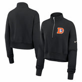 Denver Broncos Women's Legacy Phoenix Fleece Cropped Half-Zip Sweatshirt - Black - Nike