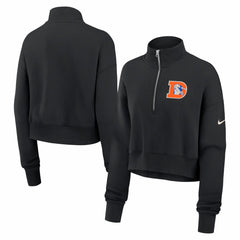 Denver Broncos Women's Legacy Phoenix Fleece Cropped Half-Zip Sweatshirt - Black - Nike