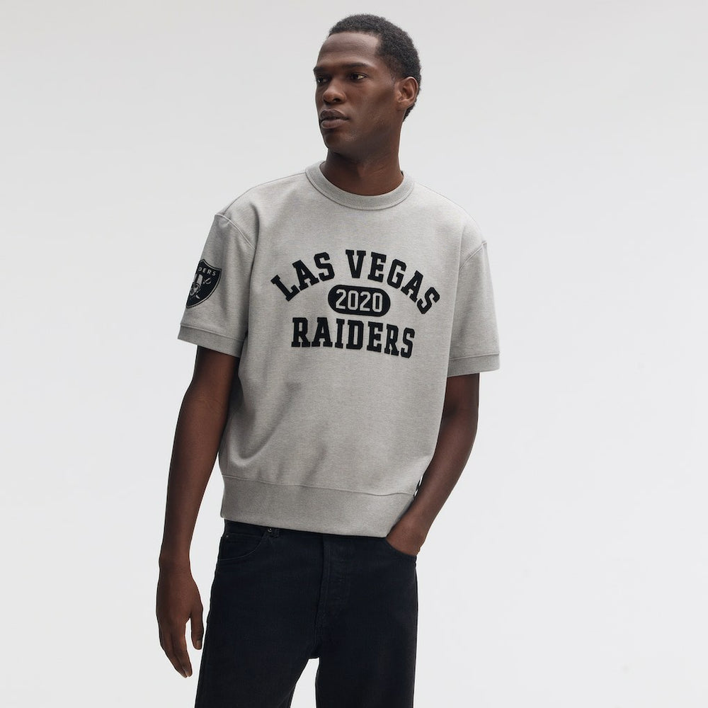 Las Vegas Raiders IconicFleece Short Sleeve Sweatshirt - Heather Gray - Fanatics