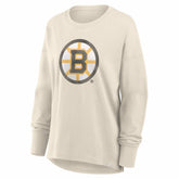 Boston Bruins Fanatics Women's Distressed Logo Long Sleeve T-Shirt - Cream | Fanatics Lifestyle