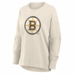 Boston Bruins Fanatics Women's Distressed Logo Long Sleeve T-Shirt - Cream | Fanatics Lifestyle