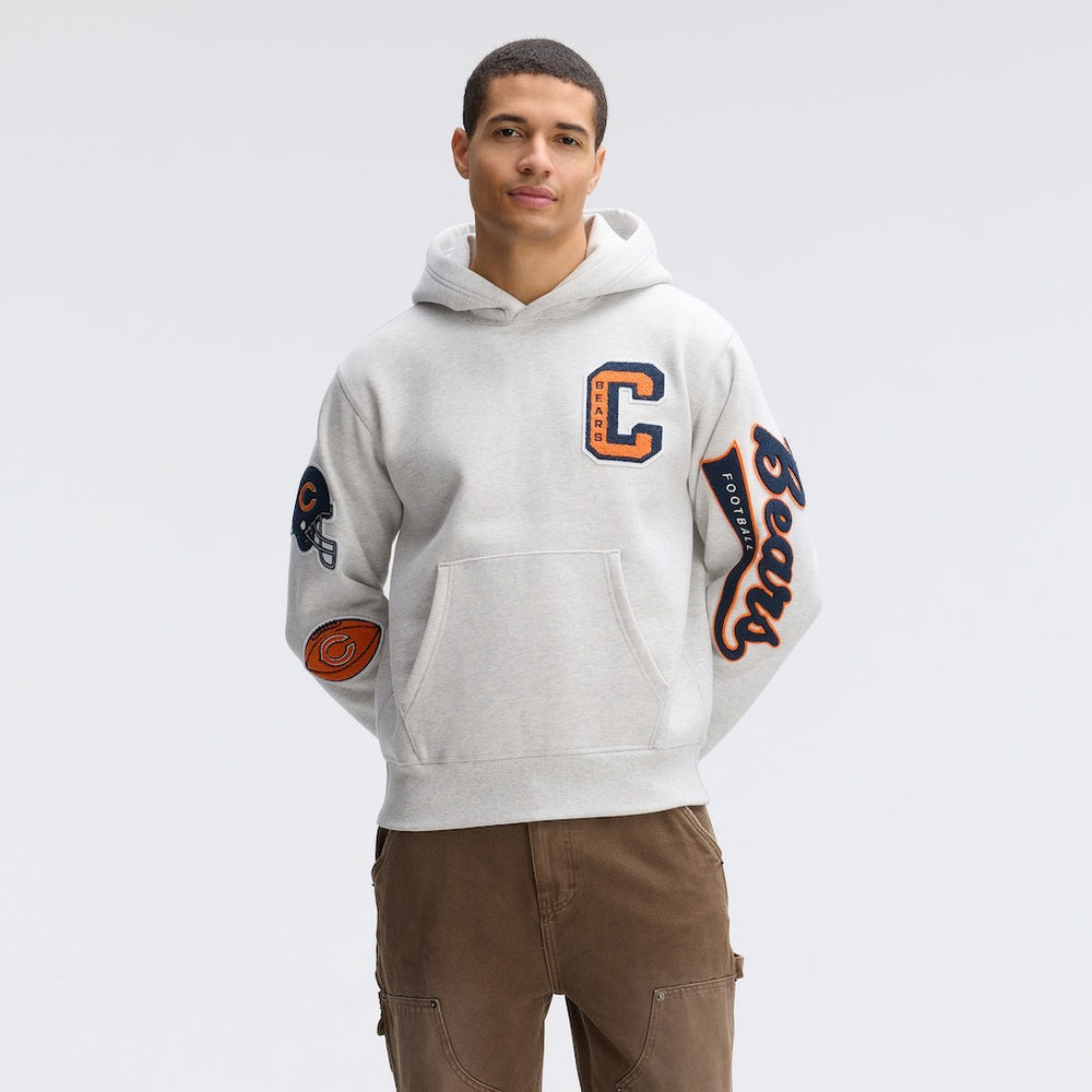Chicago Bears IconicFleece Letterman Hoodie - Heather Gray - Fanatics