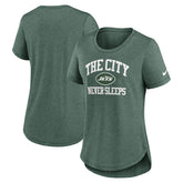 New York Jets Women's The City Never Sleeps Tri-Blend T-Shirt - Heather Green - Nike
