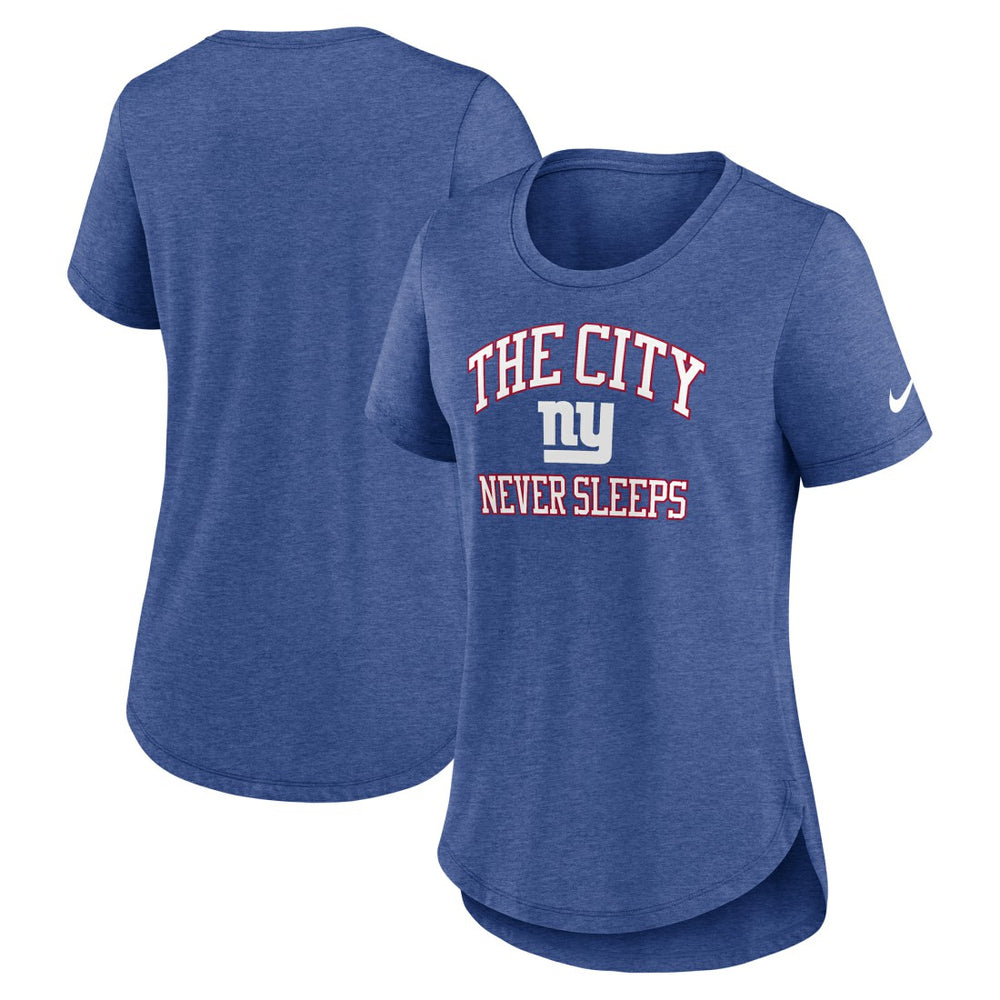 New York Giants Women's The City Never Sleeps Tri-Blend T-Shirt - Heather Blue - Nike