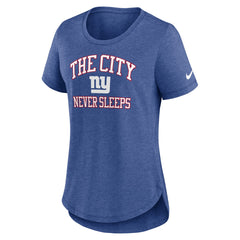 New York Giants Women's The City Never Sleeps Tri-Blend T-Shirt - Heather Blue - Nike