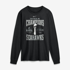 Seattle Seahawks Super Bowl LX Champions Locker Room Trophy Collection Long Sleeve T-Shirt - Black - Nike