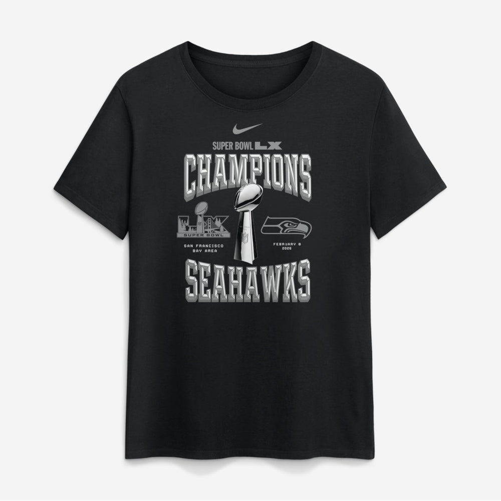 Seattle Seahawks Women's Super Bowl LX Champions Locker Room Trophy Collection T-Shirt - Black - Nike