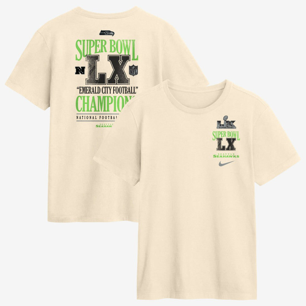 Seattle Seahawks Super Bowl LX Champions Long Ball T-Shirt - Natural - Nike