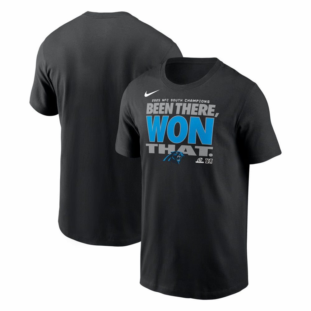 Carolina Panthers 2025 NFC South Division Champions Locker Room Trophy Collection T-Shirt - Black - Nike