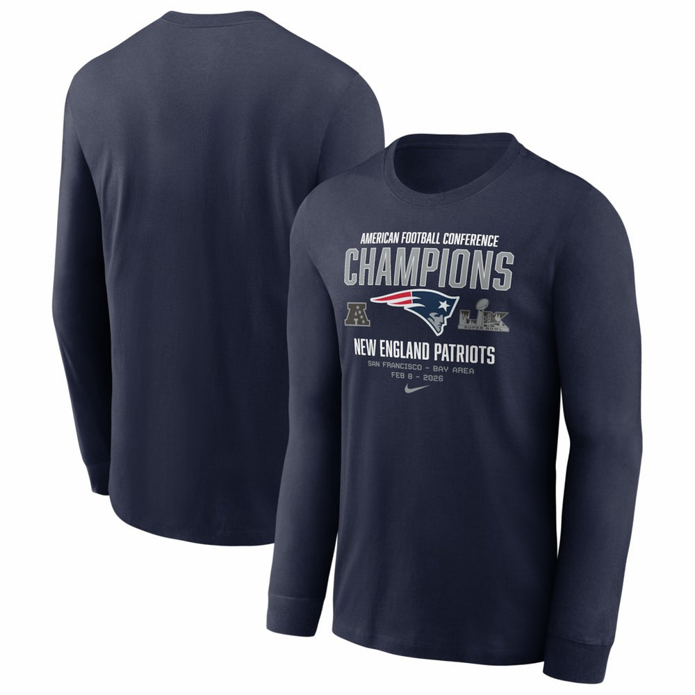 New England Patriots 2025 AFC Champions Team Nation Long Sleeve T-Shirt - Navy - Nike