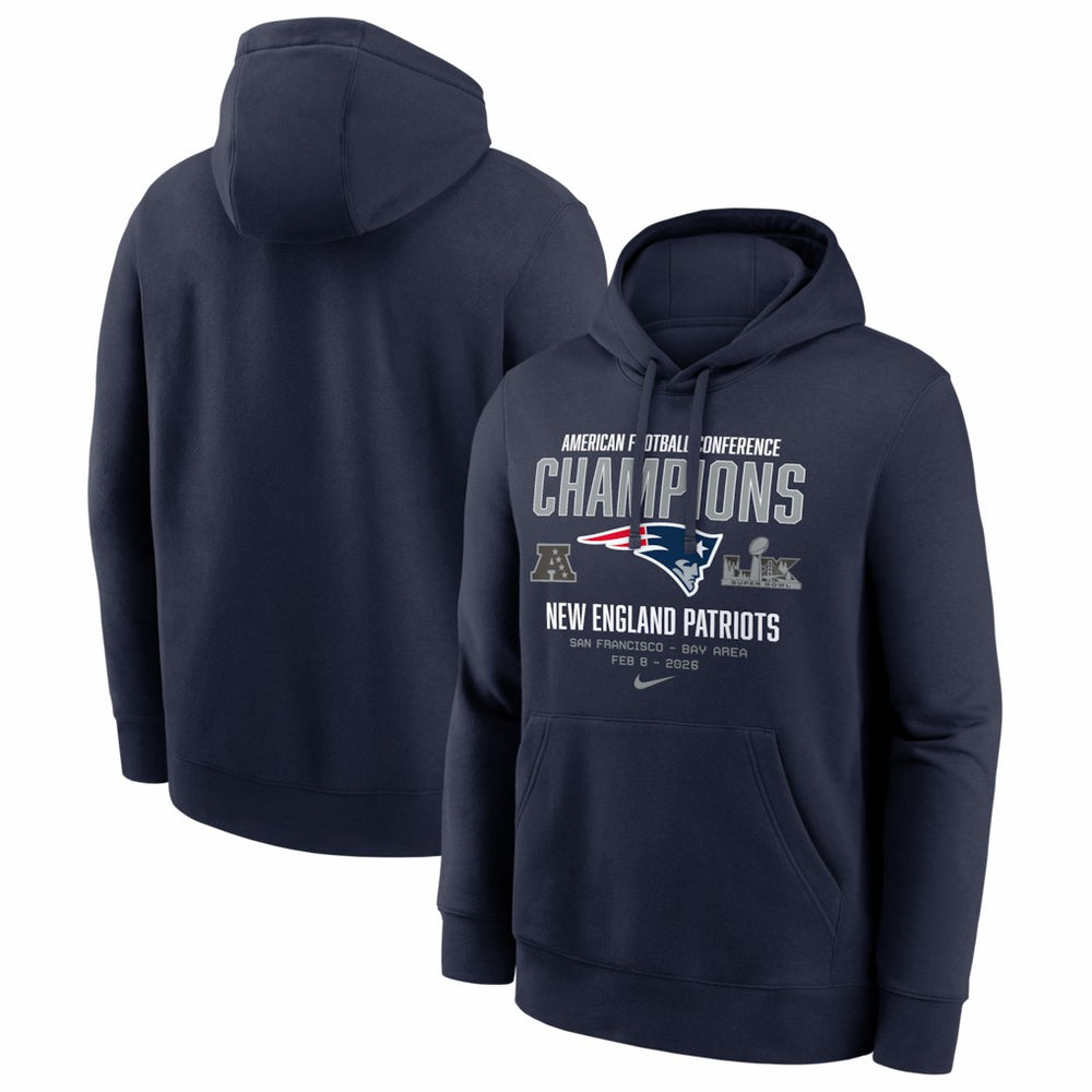 New England Patriots 2025 AFC Champions Team Nation Hoodie - Navy - Nike