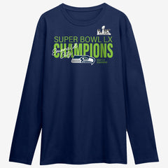 Seattle Seahawks Super Bowl LX Champions Autograph Signing Long Sleeve Roster T-Shirt - College Navy - Fanatics