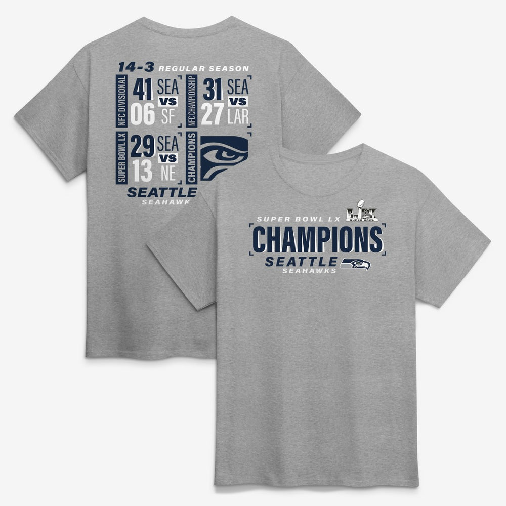 Seattle Seahawks Super Bowl LX Champions Counting Points Score T-Shirt - Steel - Fanatics