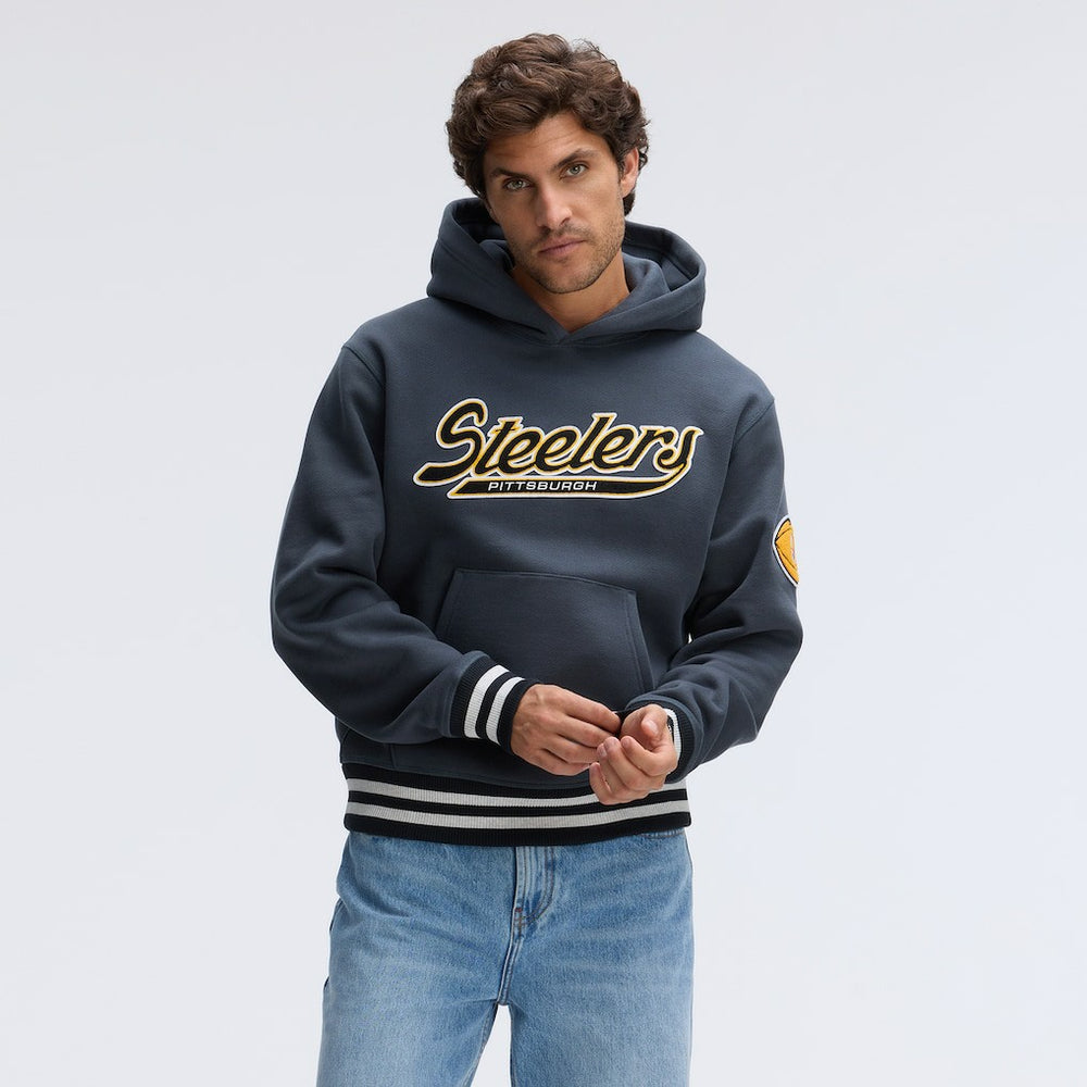 Pittsburgh Steelers IconicFleece Tipped Hoodie - Charcoal - Fanatics
