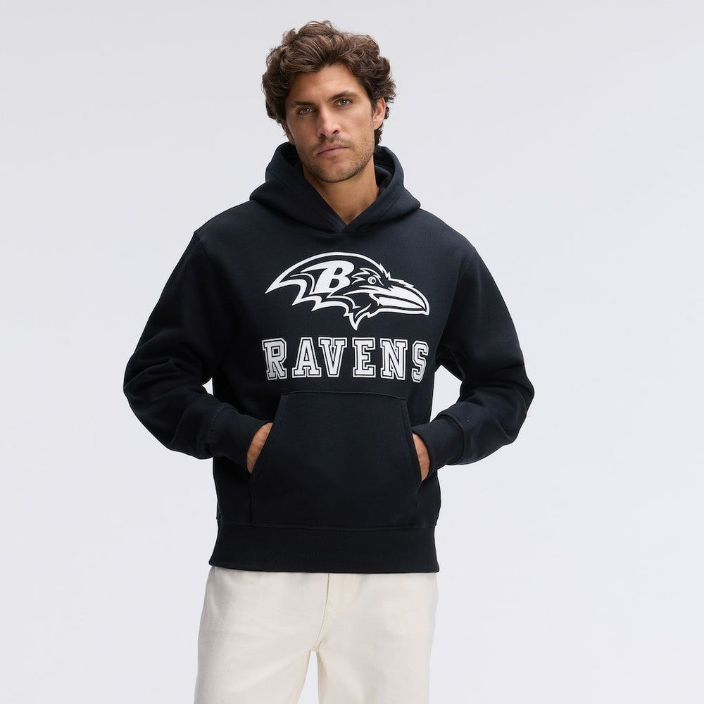 Baltimore Ravens IconicFleece Flocked Hoodie - Black - Fanatics