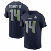 Sam Darnold Seattle Seahawks Super Bowl LX Patch Name & Number T-Shirt - College Navy - Nike