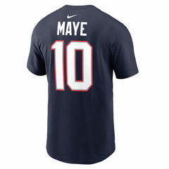 Drake Maye New England Patriots Super Bowl LX Patch Name & Number T-Shirt - Navy - Nike