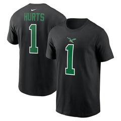 Jalen Hurts Philadelphia Eagles Player Name & Number T-Shirt - Black - Nike