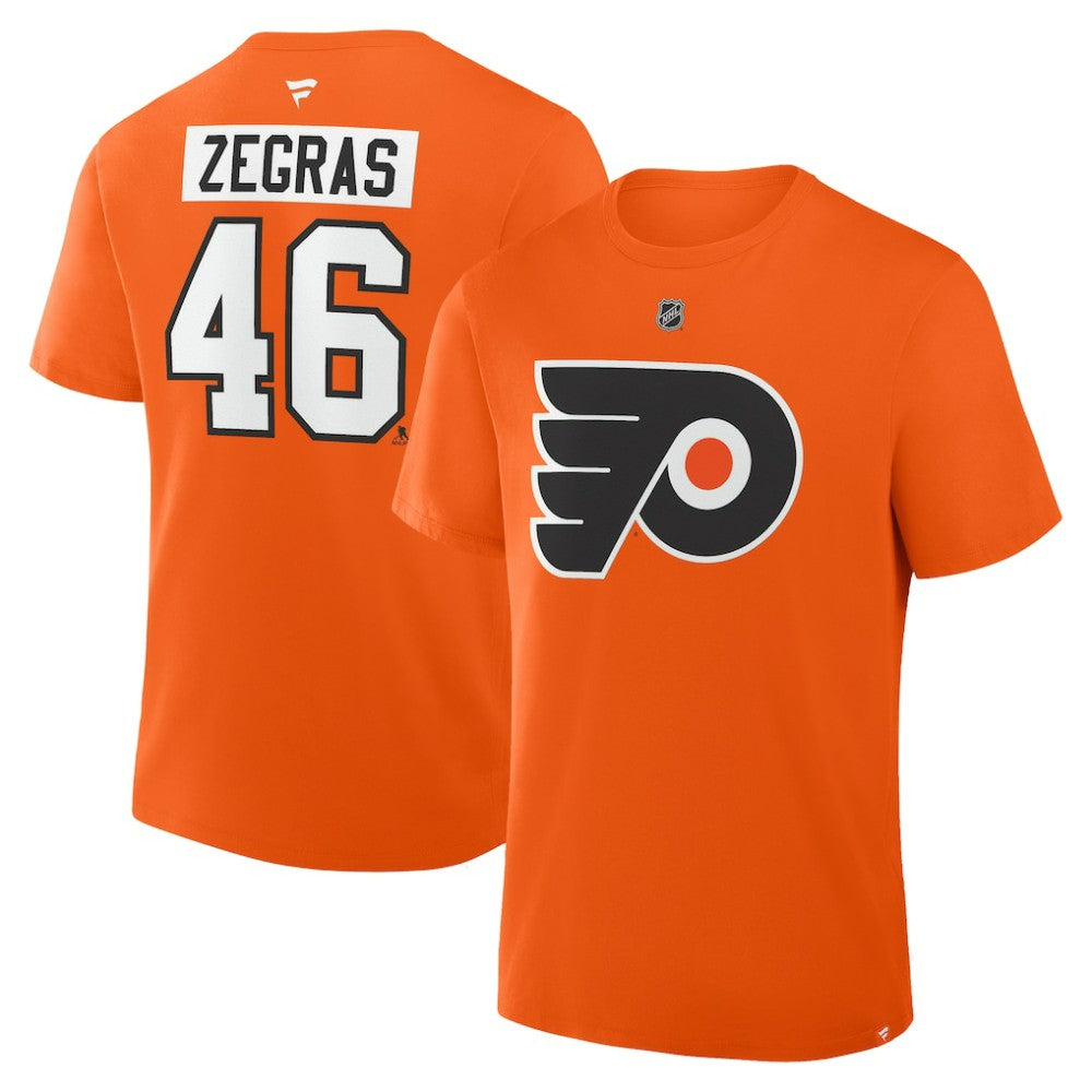 Trevor Zegras Philadelphia Flyers Fanatics Authentic Stack Name & Number T-Shirt - Orange | Fanatics sale
