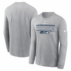 Seattle Seahawks 2025 NFC Champions Locker Room Trophy Collection Long Sleeve T-Shirt - Heather Gray - Nike