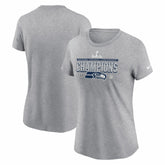Seattle Seahawks Women's 2025 NFC Champions Locker Room Trophy Collection T-Shirt - Heather Gray - Nike