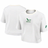 Philadelphia Eagles Women's Striped Cropped T-Shirt - Yellow/Cream - Nike