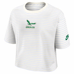 Philadelphia Eagles Women's Striped Cropped T-Shirt - Yellow/Cream - Nike