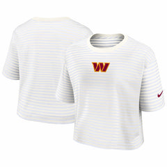 Washington Commanders Women's Striped Cropped T-Shirt - Yellow/Cream - Nike
