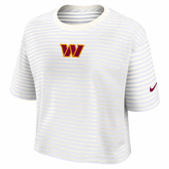 Washington Commanders Women's Striped Cropped T-Shirt - Yellow/Cream - Nike