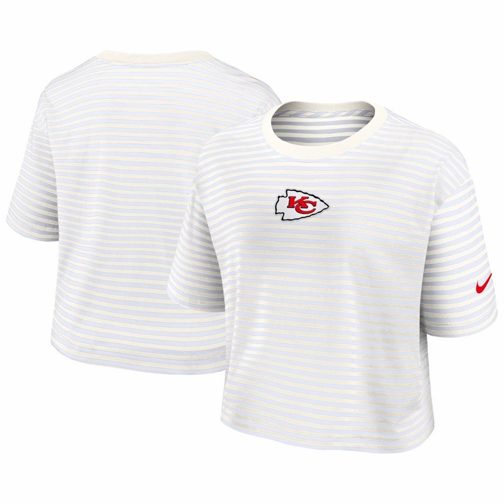 Kansas City Chiefs Women's Striped Cropped T-Shirt - Yellow/Cream - Nike