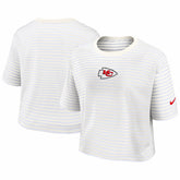 Kansas City Chiefs Women's Striped Cropped T-Shirt - Yellow/Cream - Nike