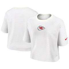 Kansas City Chiefs Women's Striped Cropped T-Shirt - Yellow/Cream - Nike
