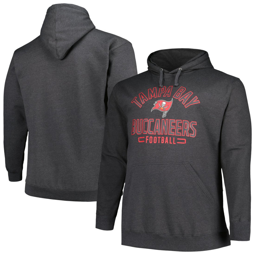 Tampa Bay Buccaneers Big & Tall Pullover Hoodie - Heather Charcoal - Fanatics