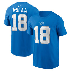 Isaac TeSlaa Detroit Lions Name & Number T-Shirt - Blue - Nike