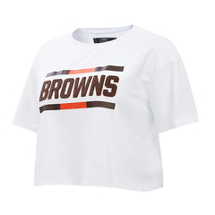 Cleveland Browns Pro Standard Women's New Helmet Capsule Cropped T-Shirt - White - NFL