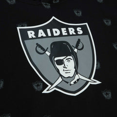 Las Vegas Raiders Allover Print Fleece Pullover Hoodie - Black - Mitchell & Ness