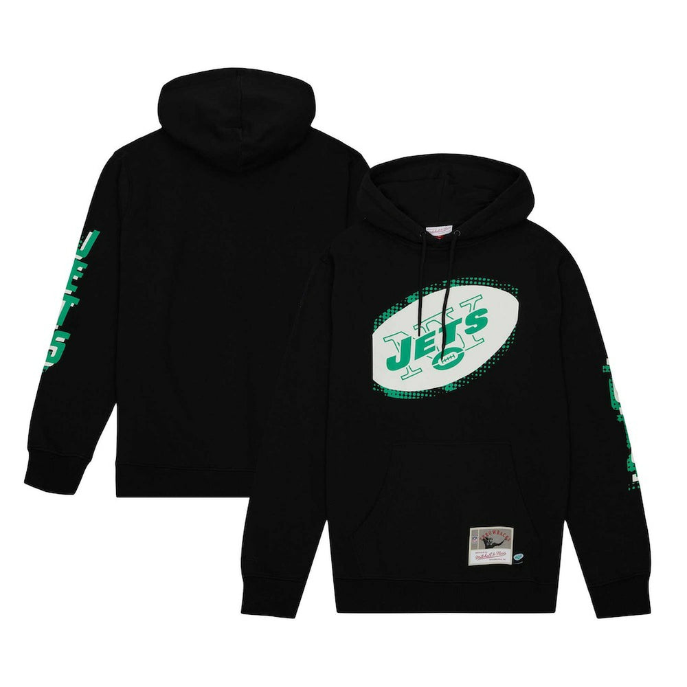 New York Jets Gridiron Classics Big Face 7.0 Pullover Hoodie - Black - Mitchell & Ness