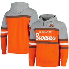 Cleveland Browns Head Coach Pullover Hoodie - Orange/Heather Gray - Mitchell & Ness