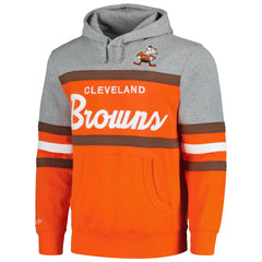 Cleveland Browns Head Coach Pullover Hoodie - Orange/Heather Gray - Mitchell & Ness