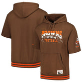 Cleveland Browns Pre-Game Short Sleeve Pullover Hoodie - Brown - Mitchell & Ness