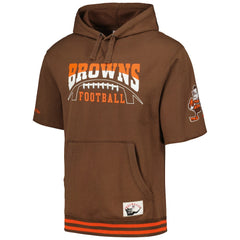 Cleveland Browns Pre-Game Short Sleeve Pullover Hoodie - Brown - Mitchell & Ness