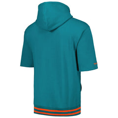 Miami Dolphins Pre-Game Short Sleeve Pullover Hoodie - Aqua - Mitchell & Ness