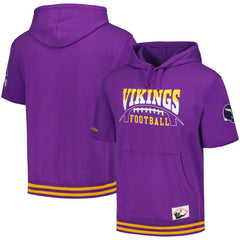 Minnesota Vikings Pre-Game Short Sleeve Pullover Hoodie - Purple - Mitchell & Ness